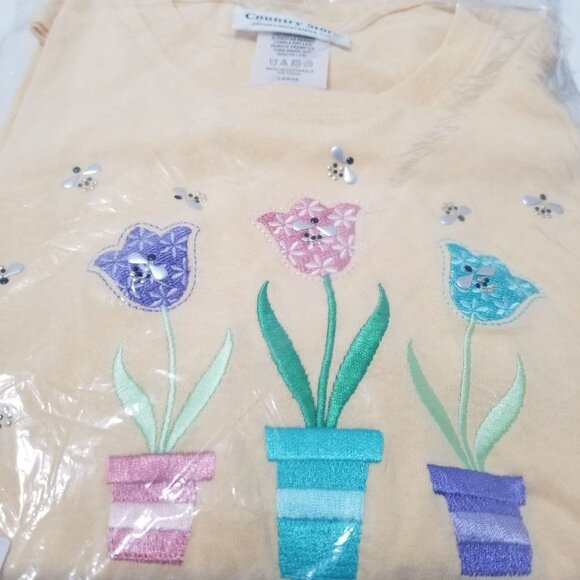 NEW COUNTRY STORE Tulip Trio Tee Size L‎ Color Yellow - Picture 5 of 6